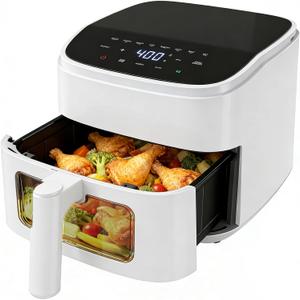 NEWBULIG Air Fryer4QT Small AirFryer with Easy View Window and Interior Light, Digital Touchscreen with 8 Presets for Custom Cooking, Nonstick and Dishwasher Safe Basket, White