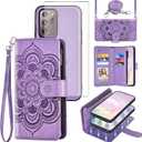 Asuwish Phone Case for Samsung Galaxy Note 20 Ultra 5G Zipper Wallet Cell Cover with Screen Protector Strap Flower Card Holder Note20 Plus Notes 20Ultra Note20+ U + 20+ Twenty Not S20 Women Girls 