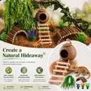 HERCOCCI Crested Gecko Tank Accessories, Reptile Hanging Plants Vines with Natural Coconut Shell Hideout & Climbing Ladder Decor for Hermit Crab Lizard Leopard Gecko Chameleon Snake Terrarium Decor