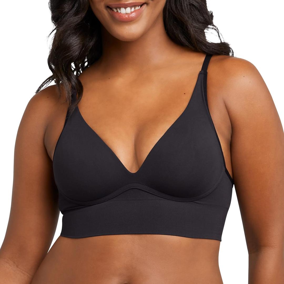 Maidenform Women's Push-up Bra, M Seamless Lift Longline Bralettes Bras for Women, Seamless, Convertible (Plus Sizes, Too) (Black, M)