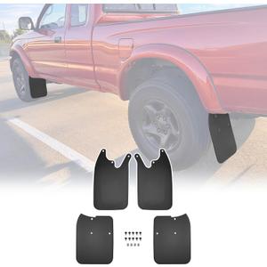 Mud Flaps for 1999-2004 Toyota Tacoma with OEM Fender Flares Only, No Drill Splash Guards Front & Rear Truck Mud Guards with Hardware Accessories Mudflaps Set,4PCS