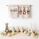2Pcs 18 x 26 Inch Easter Home Decor Stripe Rabbit Bunny Eggs Easter Kitchen Towels Dish Towels for Spring Easter Summer Seasonal Holiday