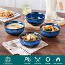 4 x vancasso Starry 24oz Bowls for Soup, Ceramic Soup Bowls Set of 4, Blue Cereal Bowls Set for Kitchen, Salad Bowls Set, Pasta Oatmeal Bowls, Lead-free, Dishwasher & Microwave Oven Safe, Blue