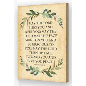 May The Lord Bless You and Keep You Numbers 6 24-26 Wall Art Bible Verse Poster Framed Quotes Wall Art Inspirational Poster Vintage Religious Positive Sayings Wall Decor (08x12in,Framed)