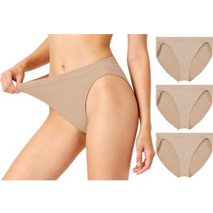 3Pcs Dance Nude Briefs Seamless Underwear for Women and Girls Gymnastics Ballet Beige Undergarments , Child L, (12-14 Years)