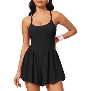 IUGA Athletic Romper with Bra Soft Workout Romper for women Tummy Control Jumpsuits with Double Lined Summer Outfits Gym Sets.XL