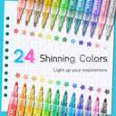 SRUOLOC Glitter Paint Pens, 24 Colors Glitter Markers Pens Set Acrylic Sparkle Markers Teen Art Supplies for Scrapbooking, Cards, DIY Crafts, Adults Coloring, Extra-Fine Tip 0.7mm