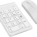 TRELC Wireless Numeric Keypad, Mini 2.4G 18 Keys Number Pad, Portable Silent Financial Accounting Numeric Keypad Keyboard Extensions with Wireless Mouse for Laptop, PC, Desktop, Notebook (White)