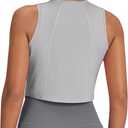 G4Free Crop Workout Tops for Women Loose Tennis Running Shirt Sleeveless High Neck Athletic Gym Muscle Tank Lightweight (Gray,L)