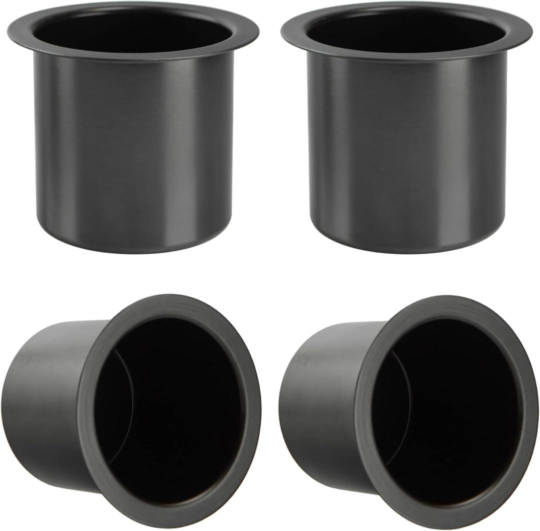 4Pcs Drop-in Cup Holder,304 Stainless Steel Automotive Cup Holders,3.3inch Black Poker Table Drink Holder Dining Table Cinema Sofa Yacht Boats Cars Touring RV Car Drop-in Drink Cup Holder