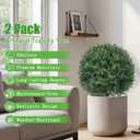 Yangrass 2Pcs Artificial Boxwood Topiary Ball Tree, UV Resistant Artificial Outdoor Shrubs with Spike, Decorative Evergreen Fake Topiary Bushes Plant for Front Porch Garden