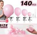 PartyWoo Pink Balloons 140 pcs Different Sizes of 18 12 10 5 Inch Pastel Pink Balloons Arch Kit Garland for Baby Shower Gender Reveal Birthday Bridal Shower Princess Party Decorations Pink-Q05