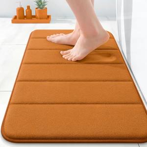 OLANLY Memory Foam Bath Mat 24x16, Super Soft Absorbent Bathroom Rugs, Quick Dry, Machine Washable Shower Floor Rugs, Bathmat Carpet, Bathroom Home Decor Accessories, Ochre