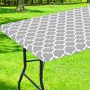 Smiry Rectangle Picnic Table Cover, Waterproof Elastic Fitted Camping Tablecloths for 8 Foot Tables, Wipeable Flannel Backed Vinyl Tablecloth Protector for Indoor, Outdoor (Light Grey, 30x96 Inches)
