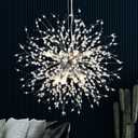 SineRise Modern Crystal Chandeliers Firework, Crystal Light Fixture, Dandelion Chandelier (8-Light, Chrome) for Foyer Hallway Entryway Kitchen Bedroom (Bulbs Not Included)