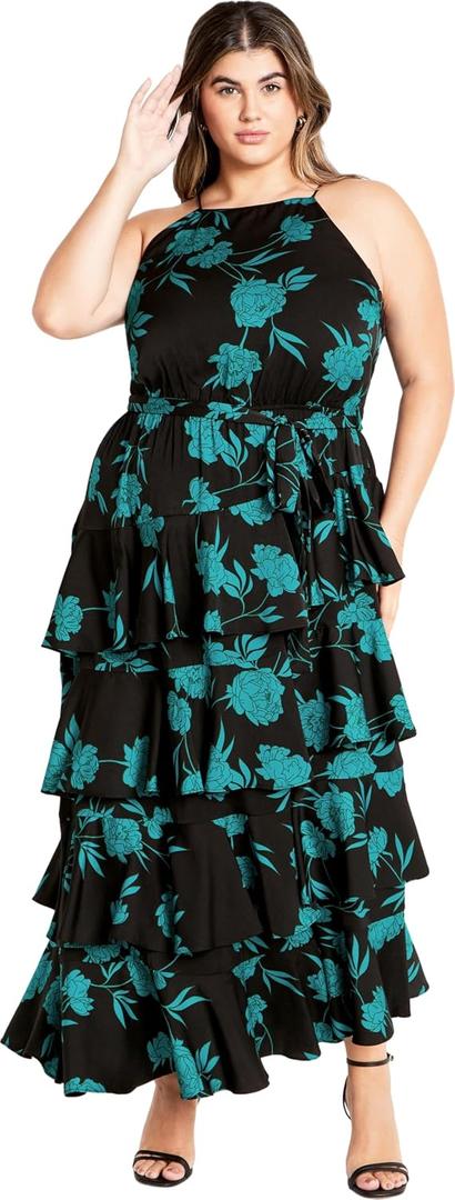 City Chic Women's Plus Size Maxi Dress - Joelle Print (Black, 18)