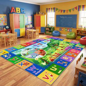 8x10 Large Kids Rug, Soft Non-Slip Classroom & Playroom Rug