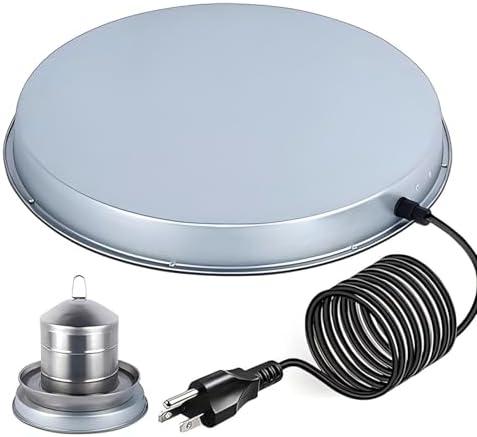 GUEOQTC Chicken Water Heater for Winter， Heated Poultry Waterer Base, with Thermostat and 9.8ft Power Cord, Dia.11in