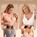 Vertvie Wireless V-Neck Jelly Support Bra Seamless No Underwire Push Up Comfort Everyday Bra for Women(White,36DD)