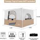 KAMPKEEPER Camping Inner Tent for Pop Up Canopy, Converts 10'x10' Straight Leg Canopy into Camping TentFully Vented Roof(Top & Frame NOT Included) (Khaki, Classic)