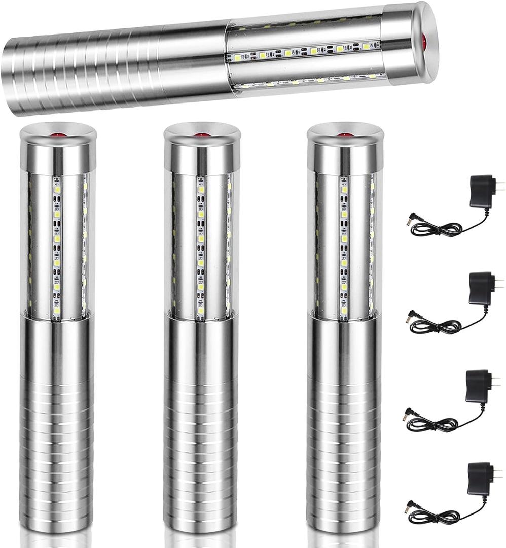4 PCS LED Strobe Baton Lights Rechargeable LED Bottle Service Light Reusable Handheld Champagne Bottle LED Light for Party Nightclub Bar Wedding Event Festival Outdoor Activity (Silver)