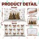 Golden Leopard Christmas Tree Santa Pillow Covers 12x20, Coquette Christmas Room Decor, Preppy Cheetah Print Bow Xmas Lumbar Throw Pillow Covers for Girls Room Dorm Apartment