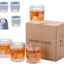 Premium Whiskey Glasses 8-Piece Set (4 Old-Fashioned Glasses & 4 Ice Sphere Molds) - 11.1 oz Crystal Rocks Glasses for Scotch, Bourbon, Cocktails & Spirits