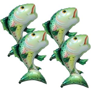 4pcs 35" Salmon Fish Balloons Trout Mylar Balloon Fishing Balloons for Fishing Birthday Party Decoration Fisherman Theme Birthday Decoration Lets Go Fishingg Party Baby Shower Supplies