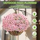 Artificial Flowers Fake Plants for Outdoors Spring Decoration, 13Bundles Silk Realistic UV Resistant Faux Flowers for Outside Planter Porch Yard Patio Garden Home Indoor, Pink