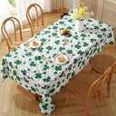 St Patricks Day Tablecloth Rectangle,Shamrock Green Table Cloths Lucky Leaves Spillproof Wrinkle Resistant Waterproof Soft Polyester Oblong Table Cover Decorations for Dining Kitchen (60"x120")