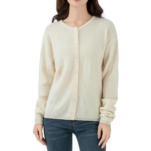 Simple&Opulence Womens Cardigan Button Down Crew Neck Sweater Open Front Long Sleeve Lightweight Knitted Sweaters (XL)