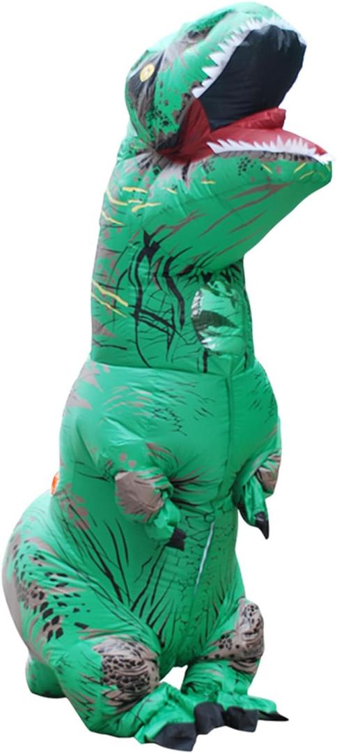Halloween Inflatable Dinosaur Costume Adult Fancy Dinosaur Suit Blow up Trex Costume Full Body Dino Costume (Green)