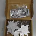Mkono Hanging Photo Display Boho Decor Wooden Stars Garland with Metal Chains, Pictures Cards Holder with 25 Wood Clips, Wall Art for Christmas Living Room Bedroom Dorm Decor, Teen Girls Gift, Silver