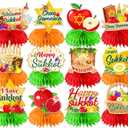 Sukkot Decorations Honeycomb Centerpieces,12pcs Sukkah Decorations Happy Sukkot Table Decoration for Jewish Holiday Festival Supplies