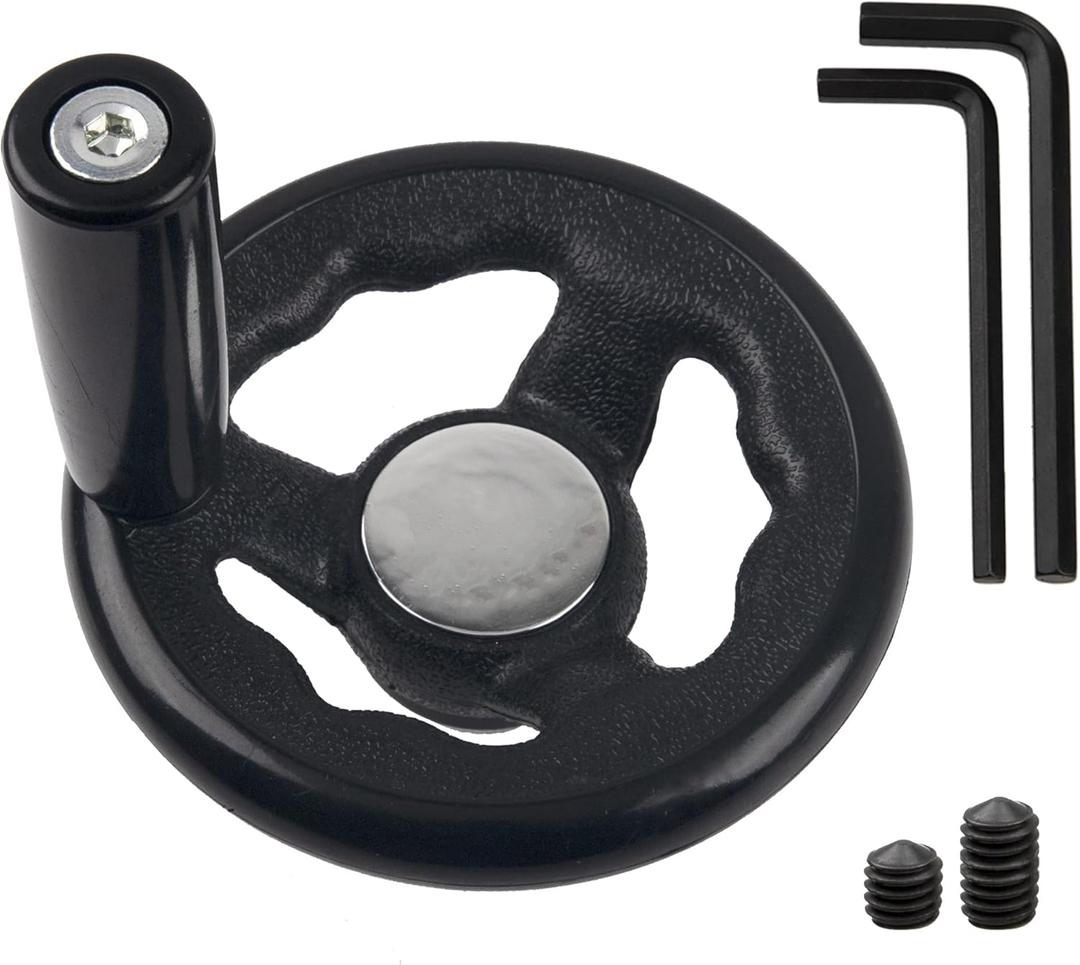 0.47x4inch Diameter Round Hand Wheel W Revolving Knob Handle for Mill Drillpress Crank Lathe