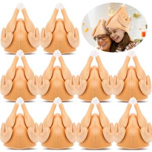 Hanaive 10 Pieces Thanksgiving Turkey Hats Bulk for Adults Turkey Costume for Dress-up Party Plush Turkey Hat Party Supplies