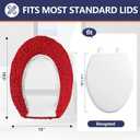 Microfiber Elongated Toilet Seat Cover 19.5"x 15" Machine Washable Solid Toilet Lid Cover Adjustable Rubber Backing Fits Only 18-19.5" L x 14-16" W Elongated Toilet Seat