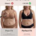 OEAK Womens Deep V Bras Wireless Comfortable Bra Supportive No Underwire Bras Tshirt Push Up Bralettes Plunge Seamless Bra (3X-Large, Black)