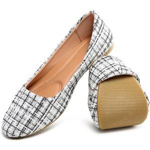 HEAWISH Women's Round Toe Flats Shoes Ballet Flats Dressy Comfortable White Green Flats for Women (8)