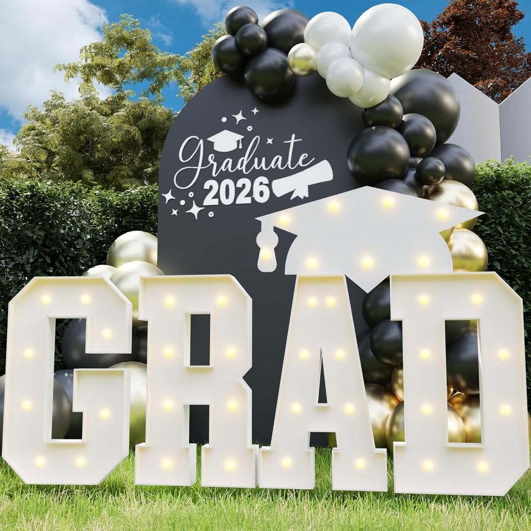 Graduation Decorations 2026, 2.3FT GRAD Marquee Letters for Graduation Party Decorations, GRAD Light Up Letters Kindergarten Graduation for Preschool High School College, GRAD