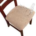 Genina Chair Seat Covers Waterproof Dining Room Chair Covers 4 Pack Stretch Seat Covers for Dinning Room Chair Protector Slipcover for Kitchen, Hotel (4, Pattern1-Khaki)