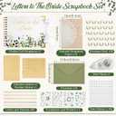 Humyoun Wedding Guest Book Letters to The Bride Scrapbook Wedding Memory Book Bridal DIY Blank Paper Scrapbook Photo Album Guest Sign with Pearl Stickers(8.5 x 7 Inch,Eucalyptus,Green)