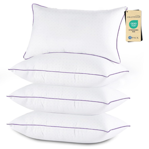 JOLLYVOGUE Pillows Standard Size Set of 4, Washable Supportive Firm Bed Pillows with Oeko-Tex Certified Soft Down Alternative Fill, Luxury Hotel Quality for Side, Back and Stomach Sleepers