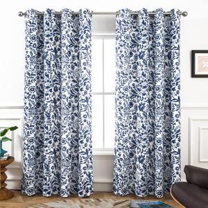 DriftAway Julia Watercolor Blackout Room Darkening Lined Thermal Insulated Energy Saving Window Curtains 2 Layers 2 Panels Each Size 52 Inch by 84 Inch Navy