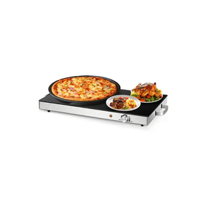 Costway - 22''x 14'' Electric Warming Tray Hot Plate Dish Warmer w/ Adjustable Temperature - Silver/Black