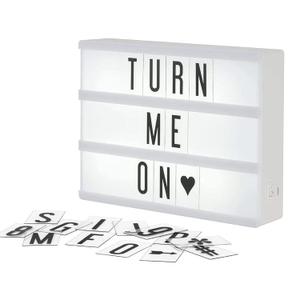 My Cinema Lightbox - Mini Cinema Lightbox, 8"x6" - Personalized Light Box Sign with 100 Letters, Numbers, & Symbols, USB cable included, white light box with letters