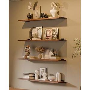 TEDIDUWA 48-Inch Solid Walnut Floating Shelves Set of 4-Rustic Farmhouse Wall Shelves with 100 lb Capacity, Heavy Duty Easy Install for Bathroom, Kitchen, Living Room&Home Decor