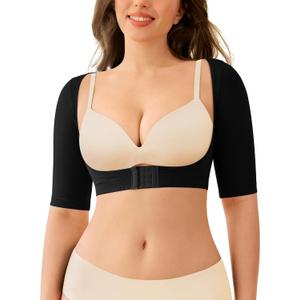 LODAY Arm Compression Sleeves for Women Lipo Upper Arm Shaper Post Surgery Slimming Arm Sleeve (Small-Medium, Black)