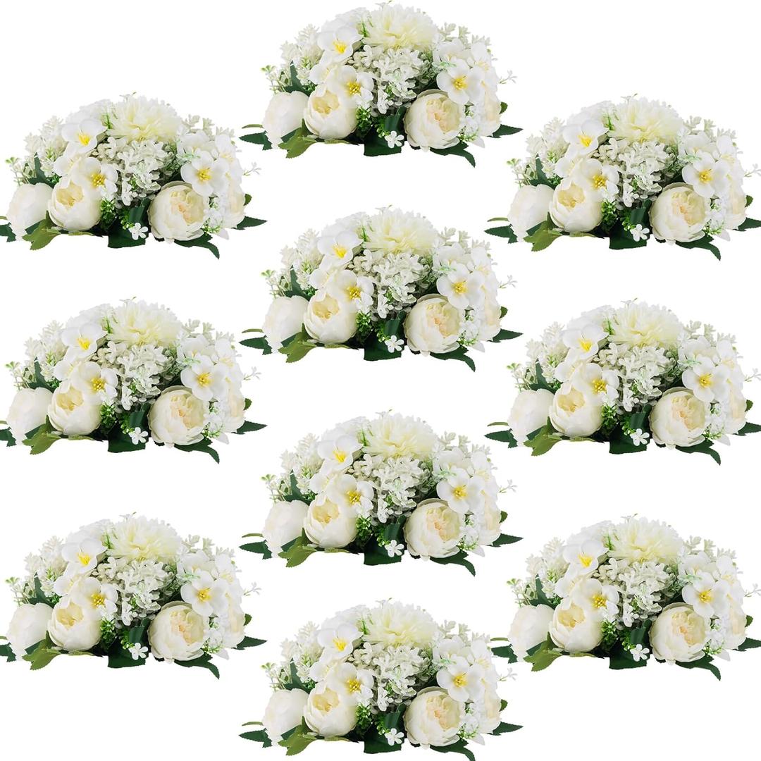 Flower Balls Centerpieces for Tables: 10 PCS White Flowers for Centerpieces Floral Arrangements Centerpiece for Wedding Party Celebration Home