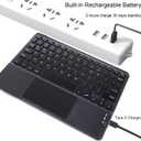 Ultra Slim Bluetooth Keyboard with Touchpad for iPad, Rechargeable Portable Wireless Keyboard for iPad Pro/Air/Mini, iPhone, Samsung Galaxy, Tablet, and Other iOS Android Windows Devices (Black)
